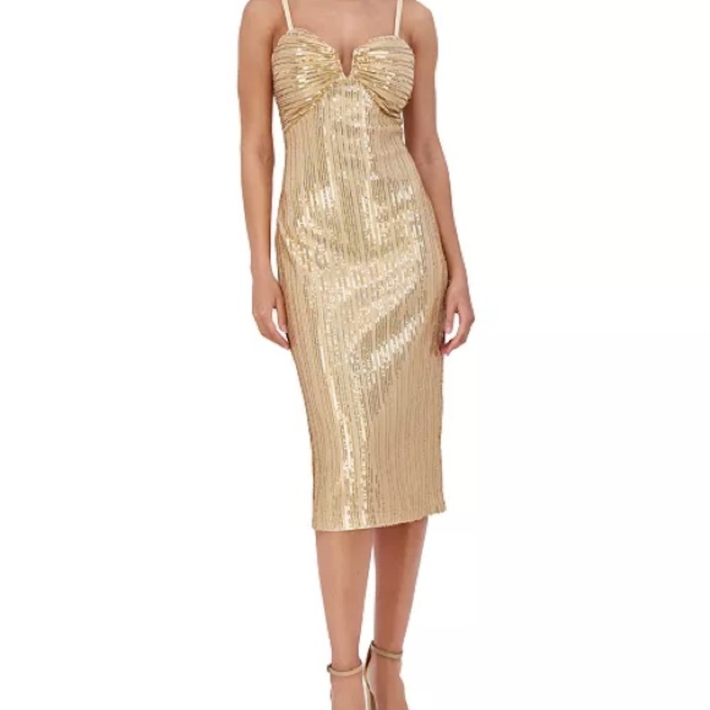 Gold Sequin Midi Dress